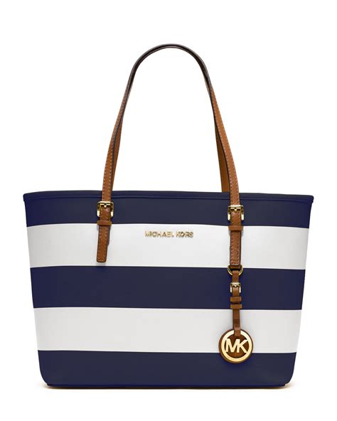 michael kors blue and white striped purse|Michael Kors navy blue purse.